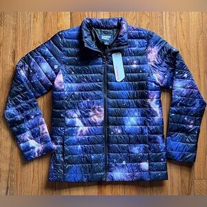 NEW! Lands' End Kids' Cosmic Puffer Winter Jacket - Blue& Purple Girls L 14/16